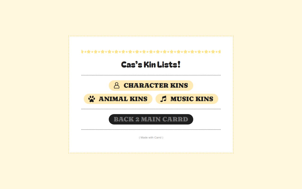 Cas’s kin lists